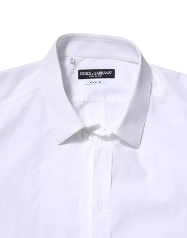 White Cotton GOLD Long Sleeves Dress Shirt