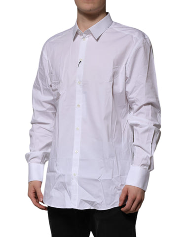 White Cotton GOLD Long Sleeves Dress Shirt