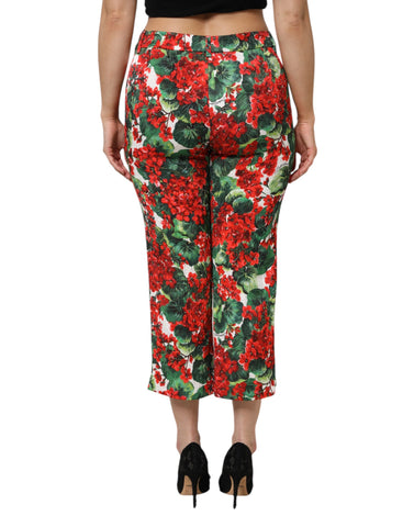 Multicolor Floral Print Cropped Pants