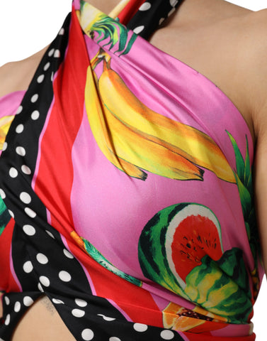 Multicolor Halter Party Evening Cropped Top