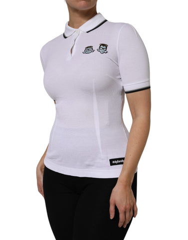 White Cotton Short Sleeves Collared Polo Top