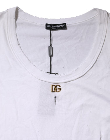 White Cotton Sleeveless Round Neck Tank Top