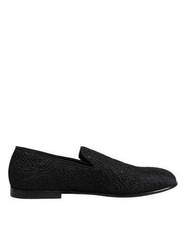Black Jacquard Slip On Loafers Formal Shoes