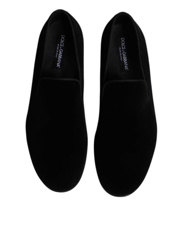 Black Velvet Slip On Loafers Formal Shoes