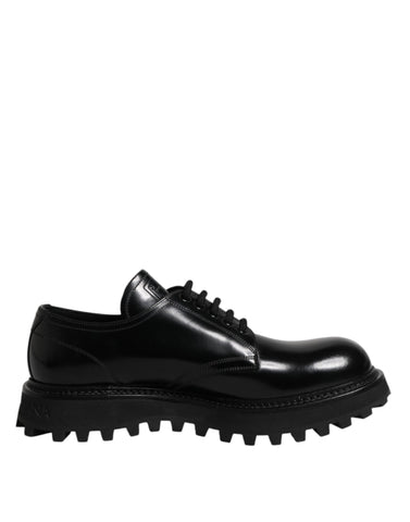 Black Leather Lace Up Derby Men Dress Shoes