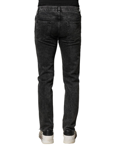 Black Washed Double Waistband Denim Jeans