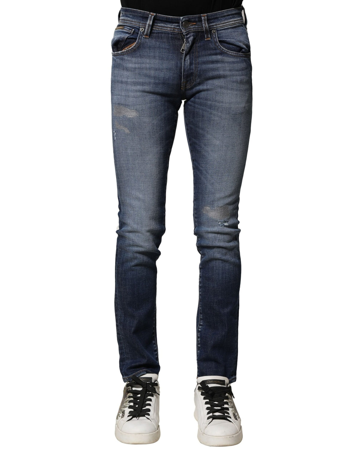 Blue Washed Cotton Slim Fit Men Denim Jeans