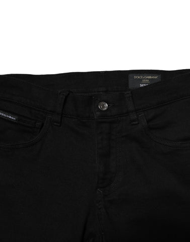 Black Cotton Stretch Skinny Men Denim Jeans