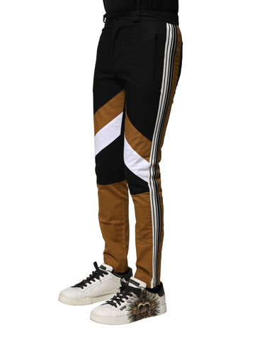 Wielokolorowe bawełniane spodnie męskie o dopasowanym kroju