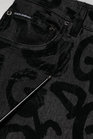 Gray Cotton DG Logo Straight Men Denim Jeans