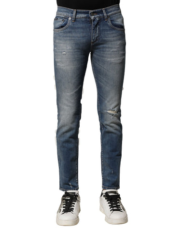 Blue Washed Cotton Slim Fit Men Denim Jeans