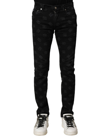 Black Cotton DG Logo Skinny Men Denim Jeans