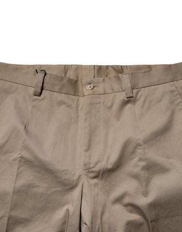 Brown Cotton Tapered Men Formal Pants