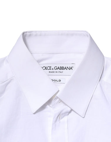 White Cotton GOLD Long Sleeves Dress Shirt
