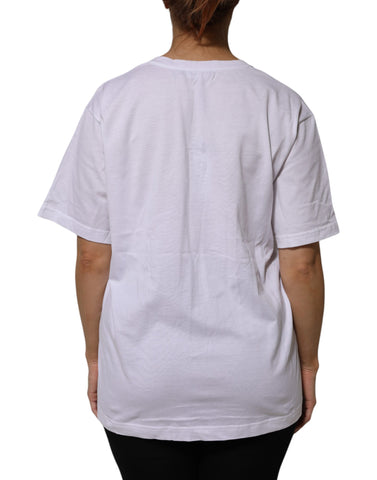 White Cotton Short Sleeves V-neck T-shirt