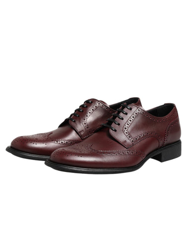 Brown Leather Lace Up Derby Dress Shoes