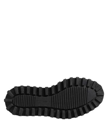 Black White Calfskin Chunky Derby Shoes