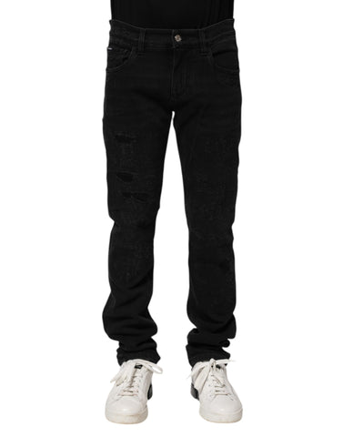 Black Cotton Skinny Men Denim Jeans