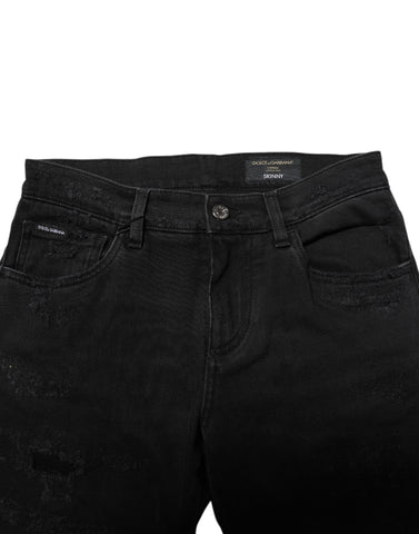 Black Cotton Skinny Men Denim Jeans