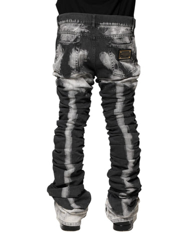 Black Tie Dye Straight Denim Jeans