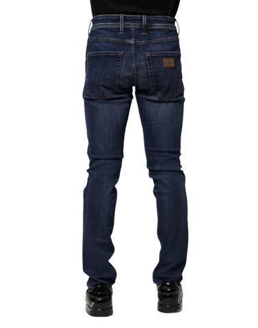 Dark Blue Cotton Skinny Denim Jeans