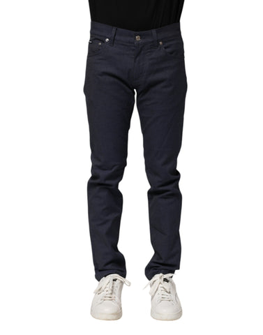 Dark Blue Cotton Skinny Denim Jeans