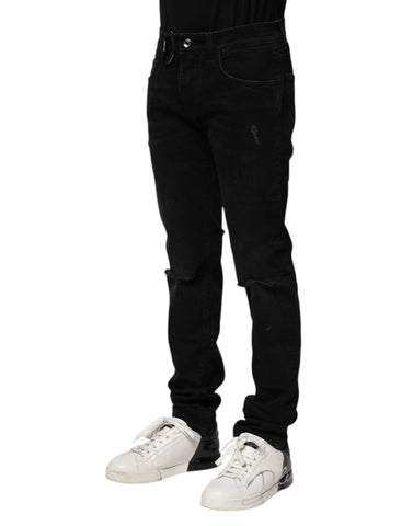 Black Cotton Skinny Men Denim Jeans
