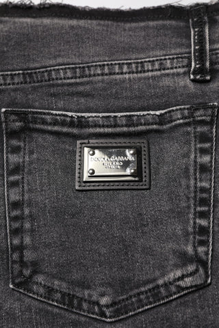 Gray Skinny Cotton Mid Waisted Denim Jeans