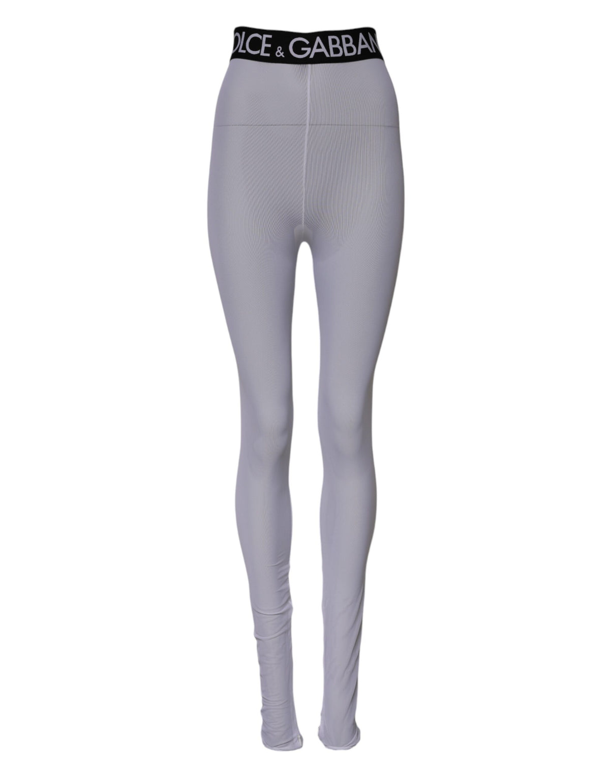 Gray Nylon DG Logo Mid Waisted Leggings Pants