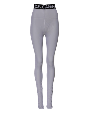 Gray Nylon DG Logo Mid Waisted Leggings Pants
