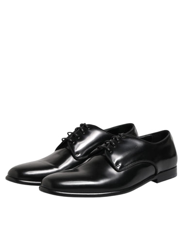 Black Leather Lace Up Derby Men Dress Shoes