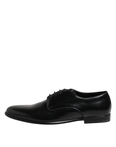 Black Leather Lace Up Derby Men Dress Shoes