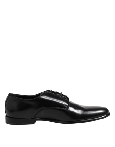 Black Leather Lace Up Derby Men Dress Shoes
