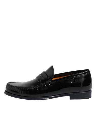 Black Leather Slip On Loafers Dress Shoes