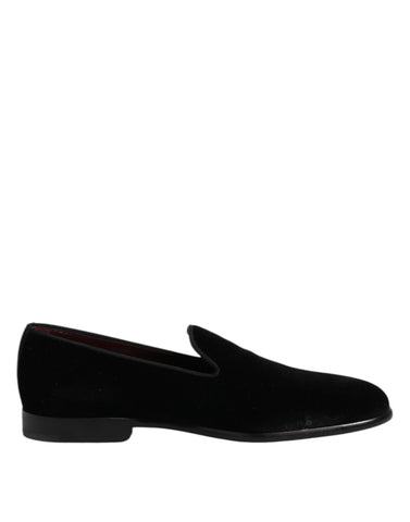 Black Velvet Slip On Loafers Formal Shoes