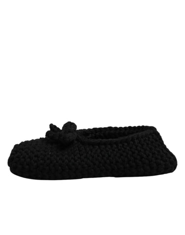 Black Wool Slip On Flats Ballerina Shoes