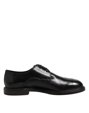 Black Leather Derby Wingtip Formal Shoes