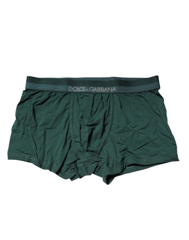 Green Cotton Regular Men Boxer Brief Underwear