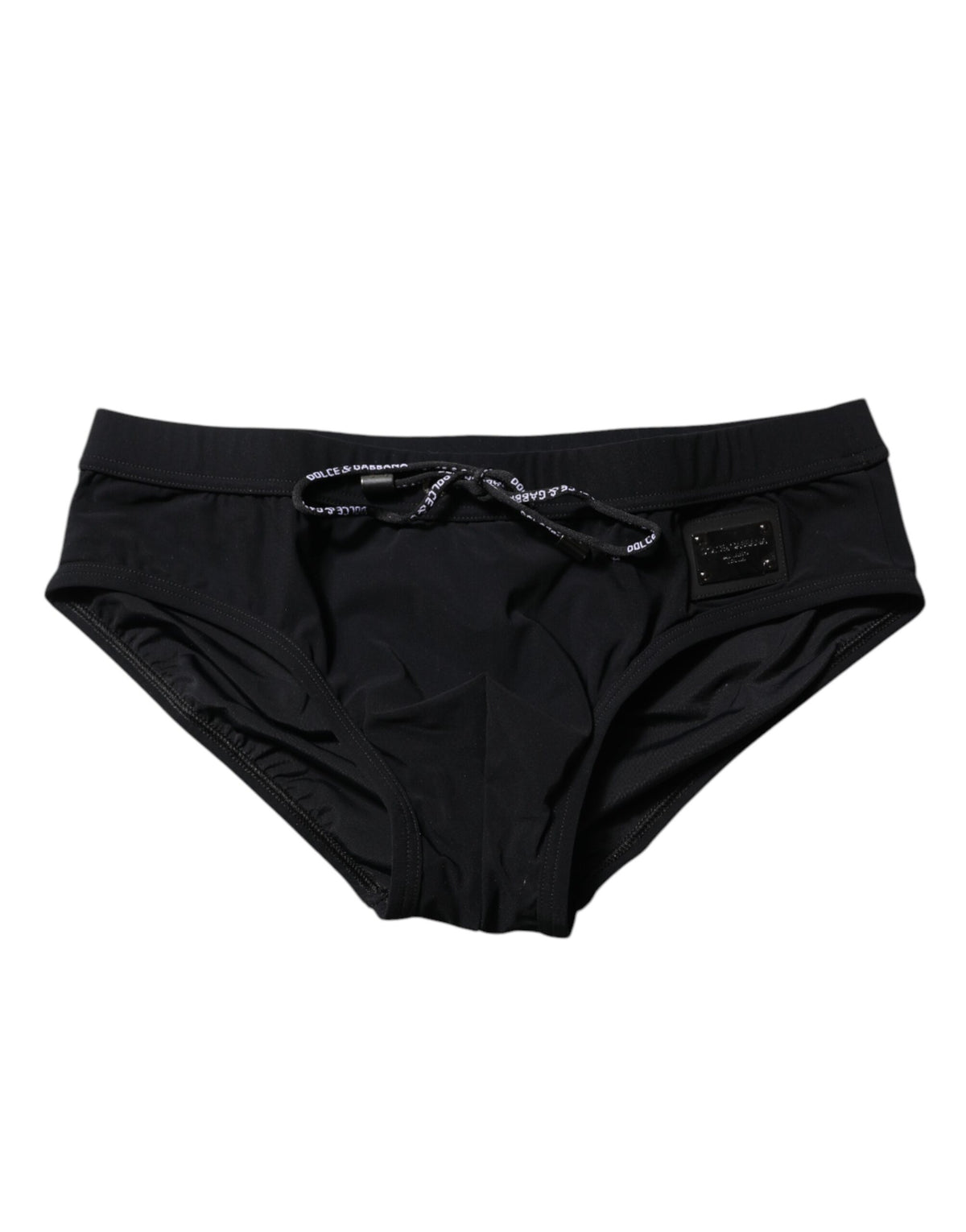 Black Logo Plaque Men Beachwear Brief Swimwear