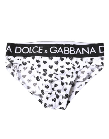 White Heart Printed Regular Brief Underwear