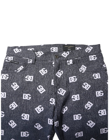 Dark Gray Logo Cotton Skinny Slim Denim Jeans