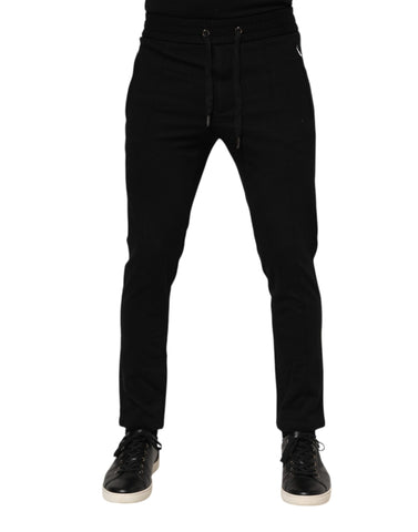 Black Viscose Drawstring Men Jogger Pants