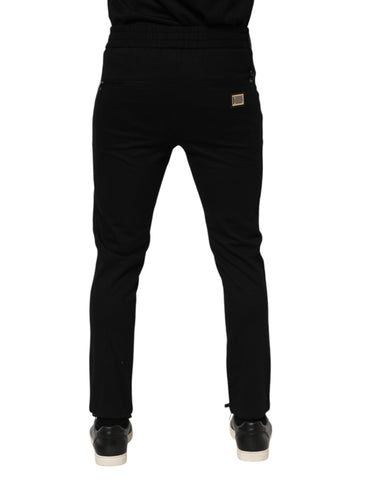 Black Viscose Drawstring Men Jogger Pants