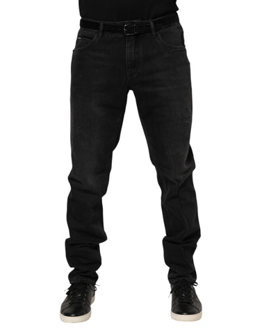 Black Cotton Logo Plaque Skinny Denim Jeans