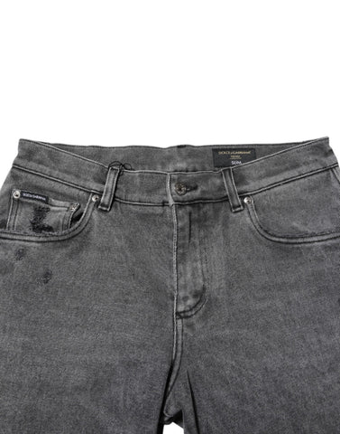 Szare bawełniane dżinsy z logo