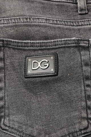 Gray Cotton Logo Plaque Men Denim Jeans