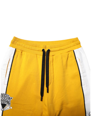 Yellow Print Cotton Drawstring Jogger Pants