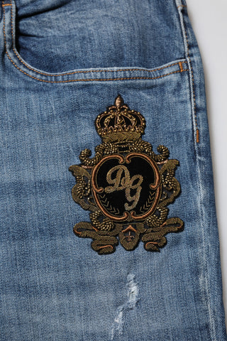 Blue Logo Embroidery Denim Jeans