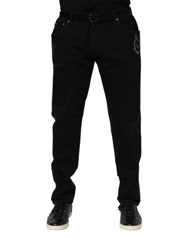 Black Cotton Skinny Men Denim Jeans