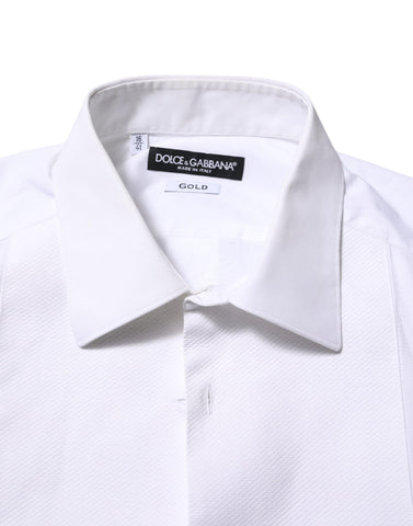 White Bib Cotton Poplin GOLD Formal Shirt